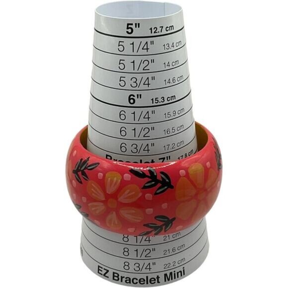 Hand-Painted Floral Wooden Bangle Bracelet - Picture 2 of 3